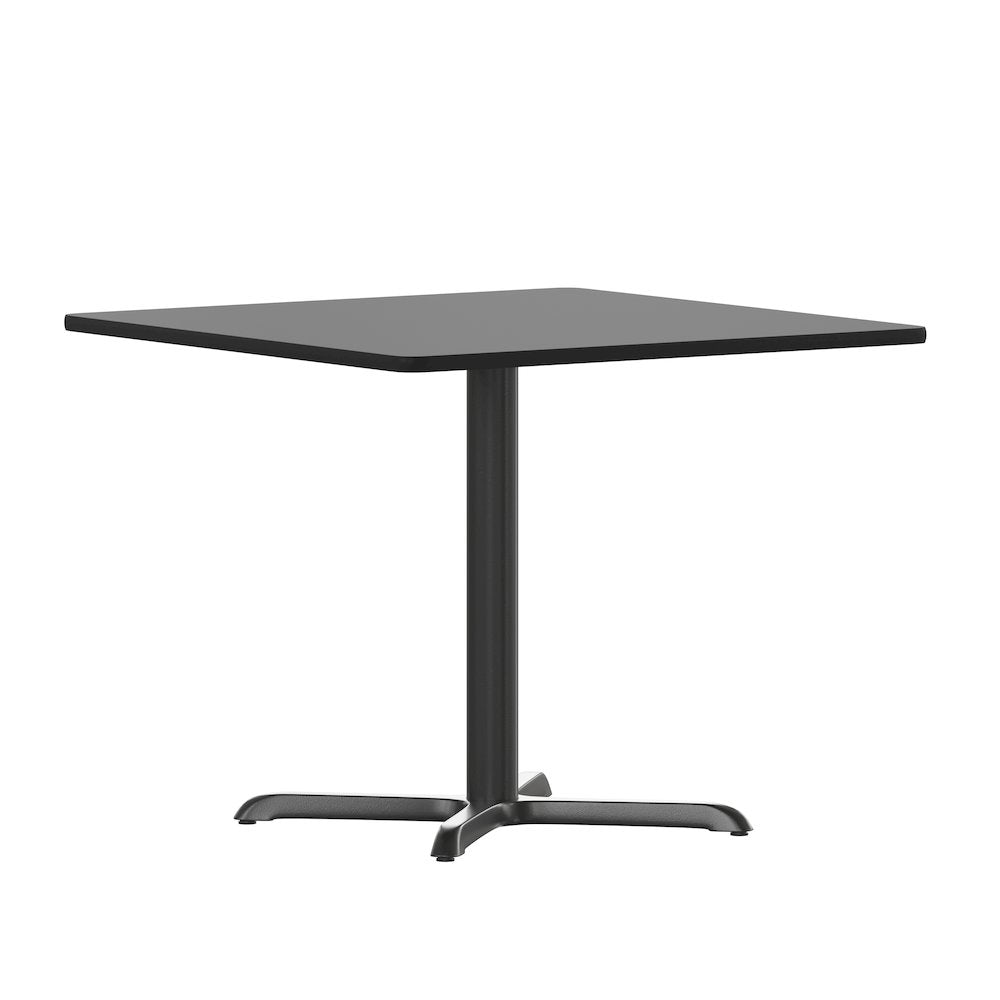 36'' Square Black Laminate Table Top with 30'' x 30'' Table Height Base