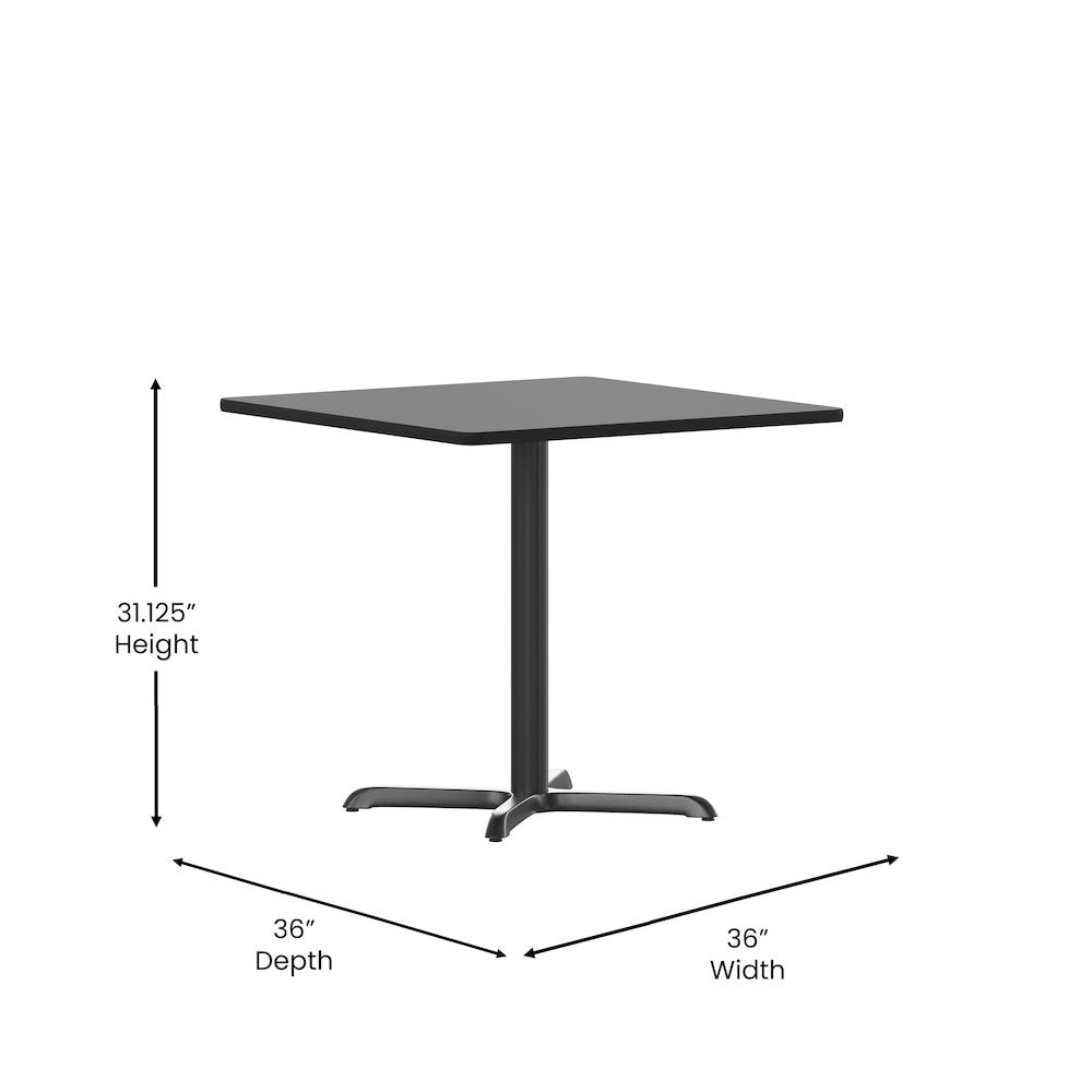 36'' Square Black Laminate Table Top with 30'' x 30'' Table Height Base