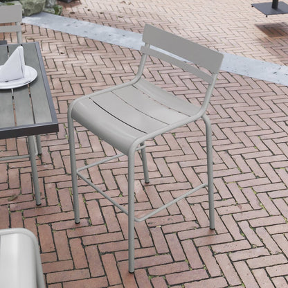 Modern Armless Commercial Grade Indoor/Outdoor Steel Stacking Bar Stool