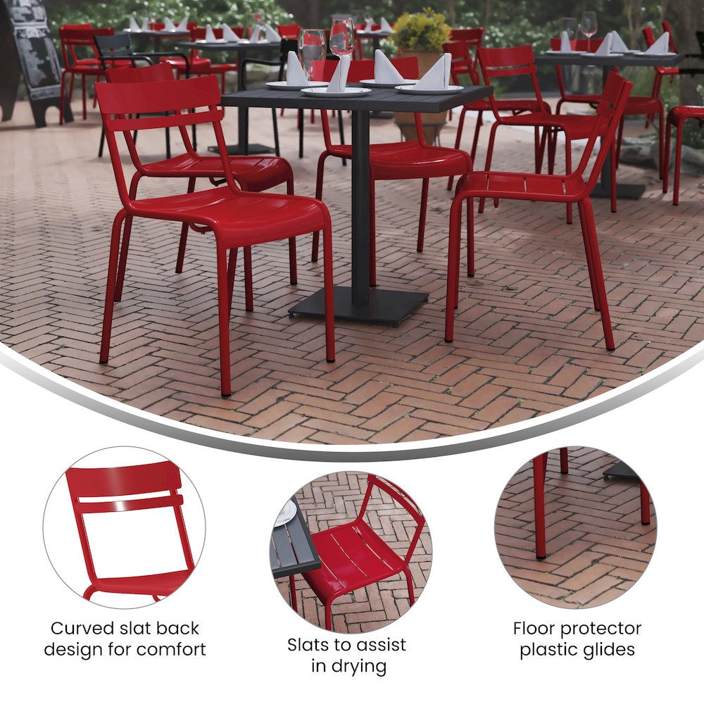 Modern Commercial Grade Indoor/Outdoor Armless Steel Stack Chair