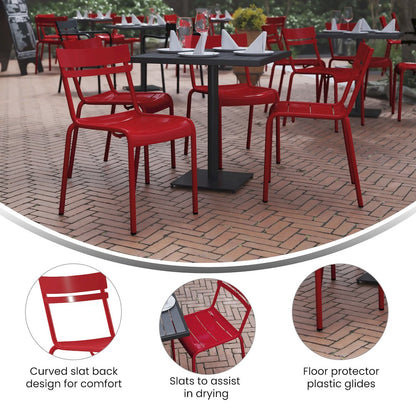 Modern Commercial Grade Indoor/Outdoor Armless Steel Stack Chair
