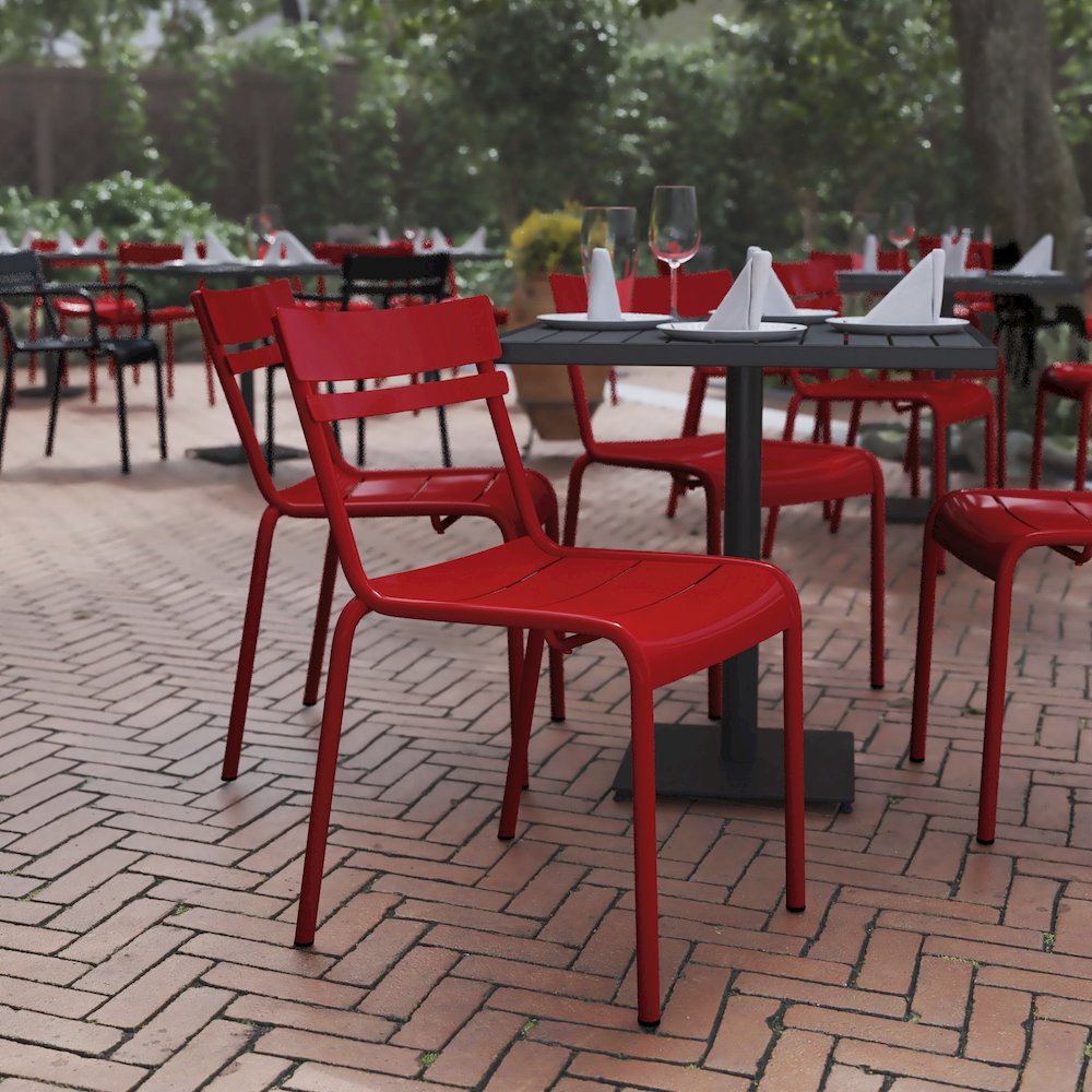 Modern Commercial Grade Indoor/Outdoor Armless Steel Stack Chair