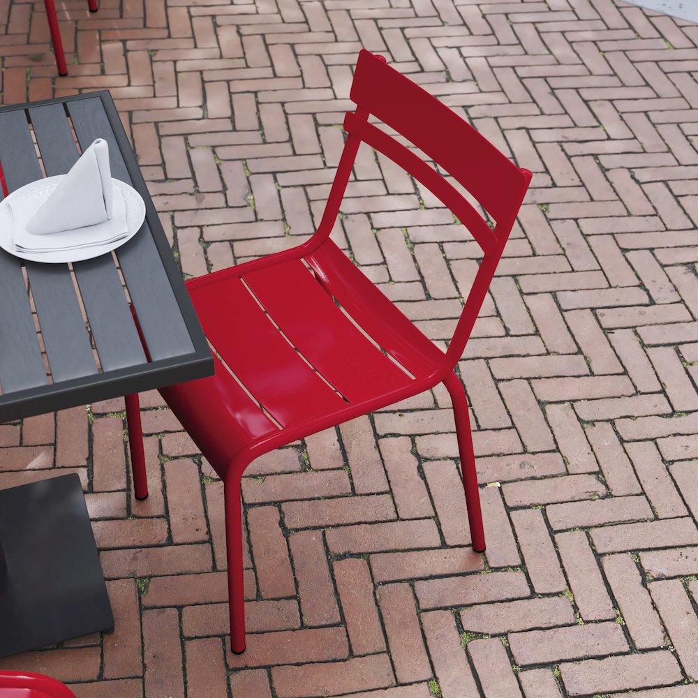 Modern Commercial Grade Indoor/Outdoor Armless Steel Stack Chair