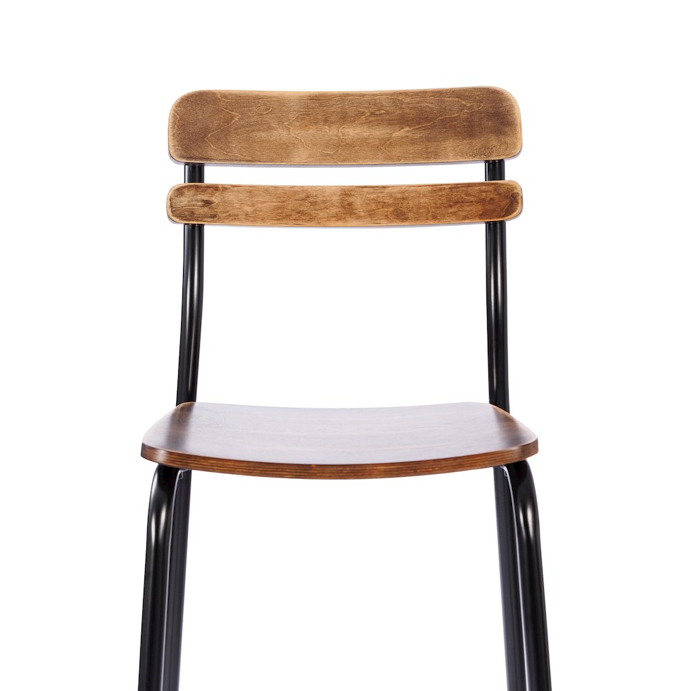 Cyprus Solid Wood Bar Stool with Black Metal Frame and Antique Copper Finish