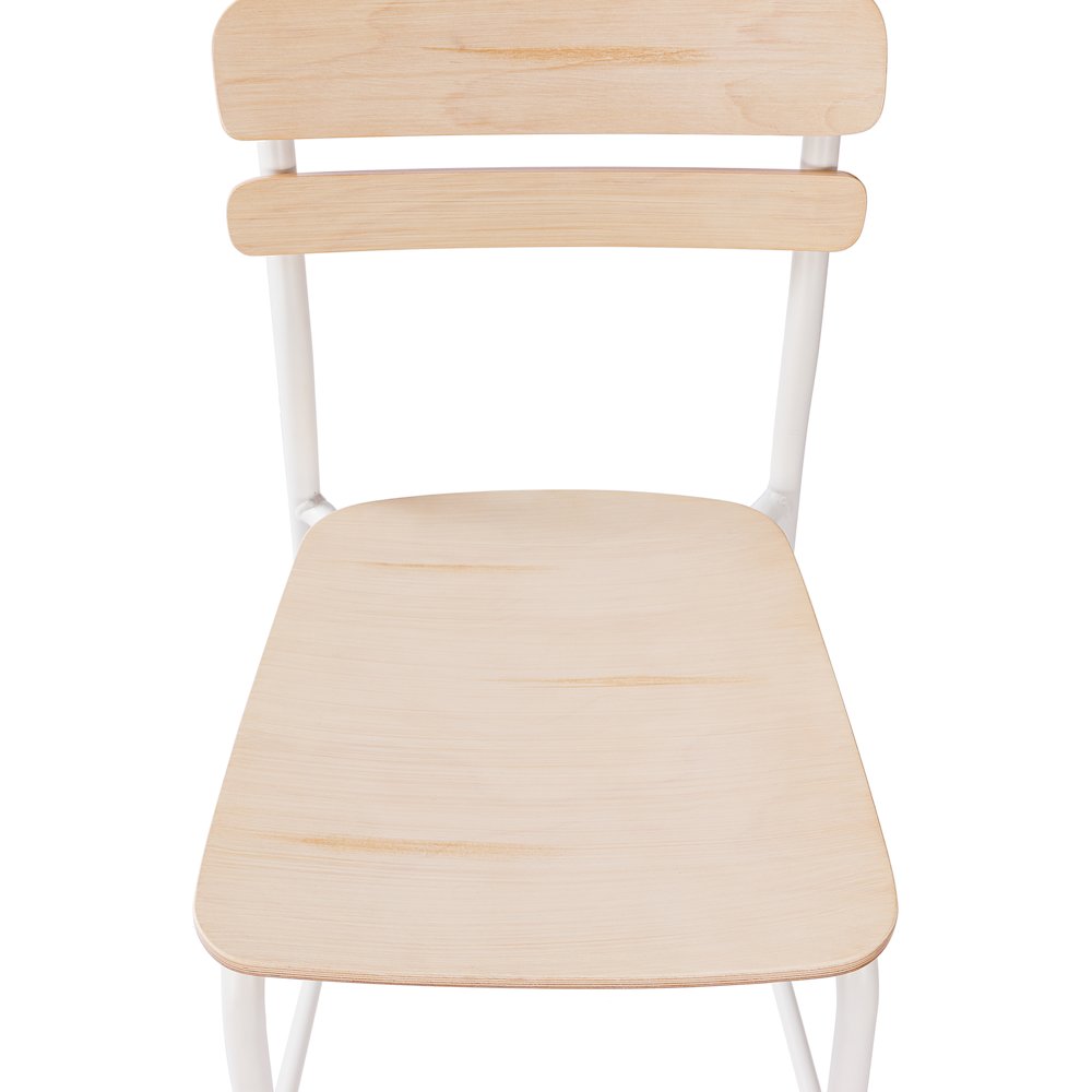 Cyprus Solid Wood Bar Stool with White Metal Frame and Antique White Finish