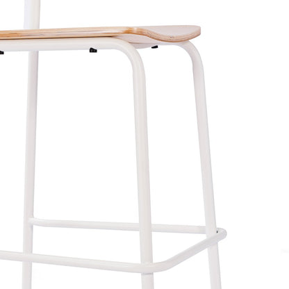 Cyprus Solid Wood Bar Stool with White Metal Frame and Antique White Finish