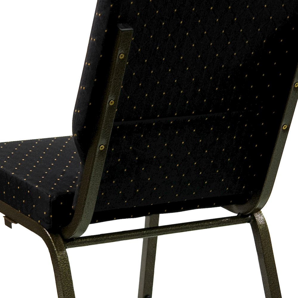 18.5''W Stacking Church Chair in Black Dot Patterned Fabric - Gold Vein Frame