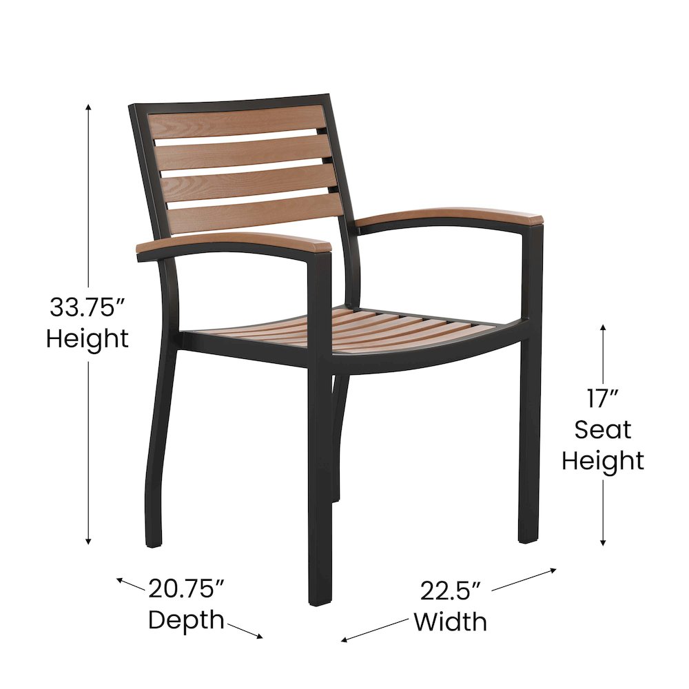 5 Piece Dining Table Set - Poly Slats - 30" x 48" Table-4 Club Chairs