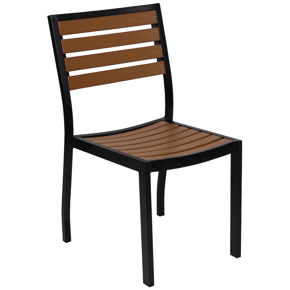 5 Piece Patio Table Set - Poly Slats - 30" x 48" Table with 4 Stackable Chairs