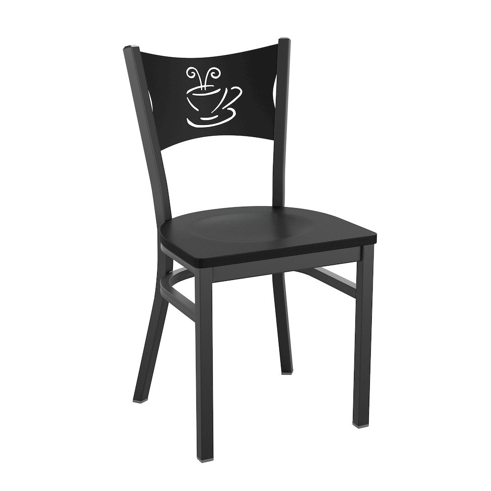 HERCULES Series Black Coffee Back Metal Restaurant Chair - Black Wood Seat