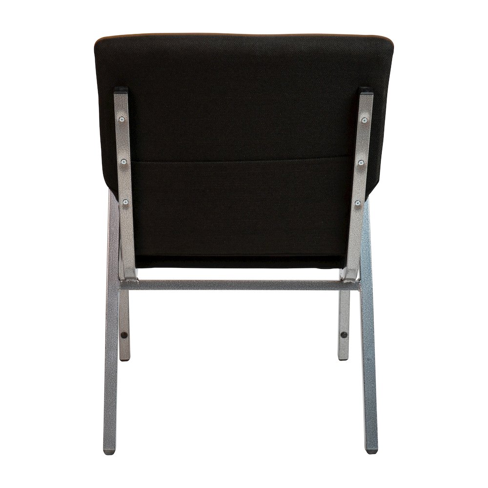 21"W Stacking Wood Accent Arm Church Chair in Black Fabric - Silver Vein Frame