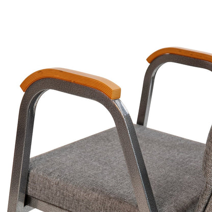 21"W Stacking Wood Accent Arm Church Chair in Gray Fabric - Silver Vein Frame