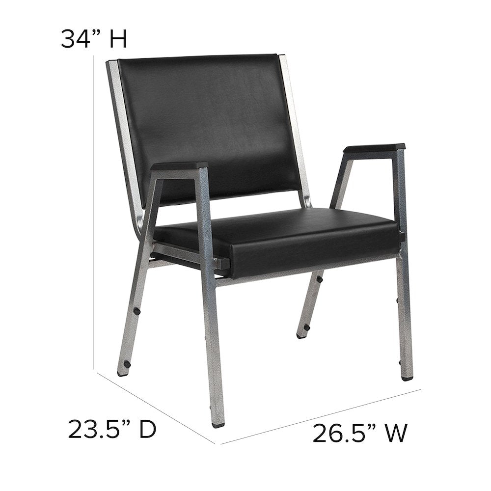1000 lb. Rated Black Antimicrobial Vinyl Bariatric Medical Reception Arm Chair