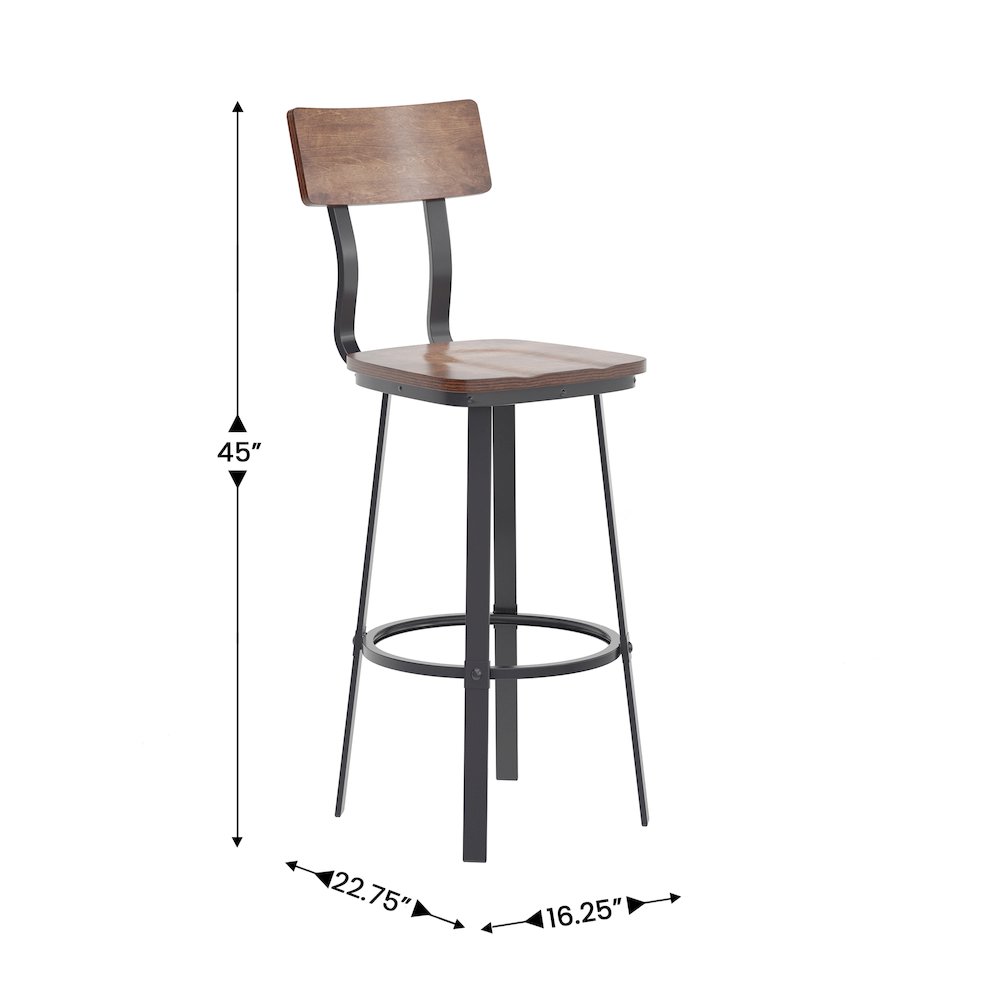 Antique Copper Restaurant Barstool with Wood Seat & Back/Gray Powder Coat Frame