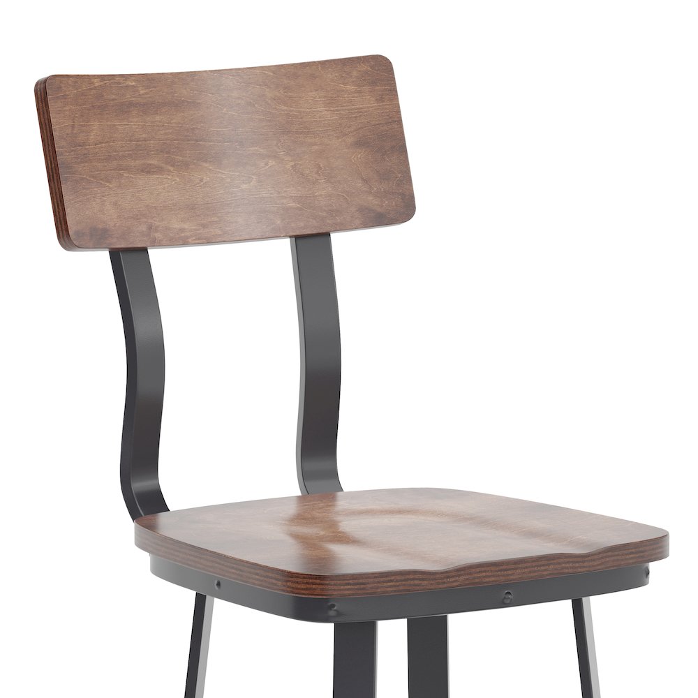 Antique Copper Restaurant Barstool with Wood Seat & Back/Gray Powder Coat Frame