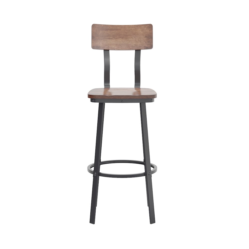 Antique Copper Restaurant Barstool with Wood Seat & Back/Gray Powder Coat Frame
