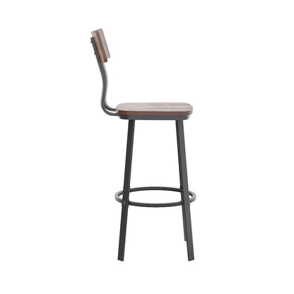 Antique Copper Restaurant Barstool with Wood Seat & Back/Gray Powder Coat Frame
