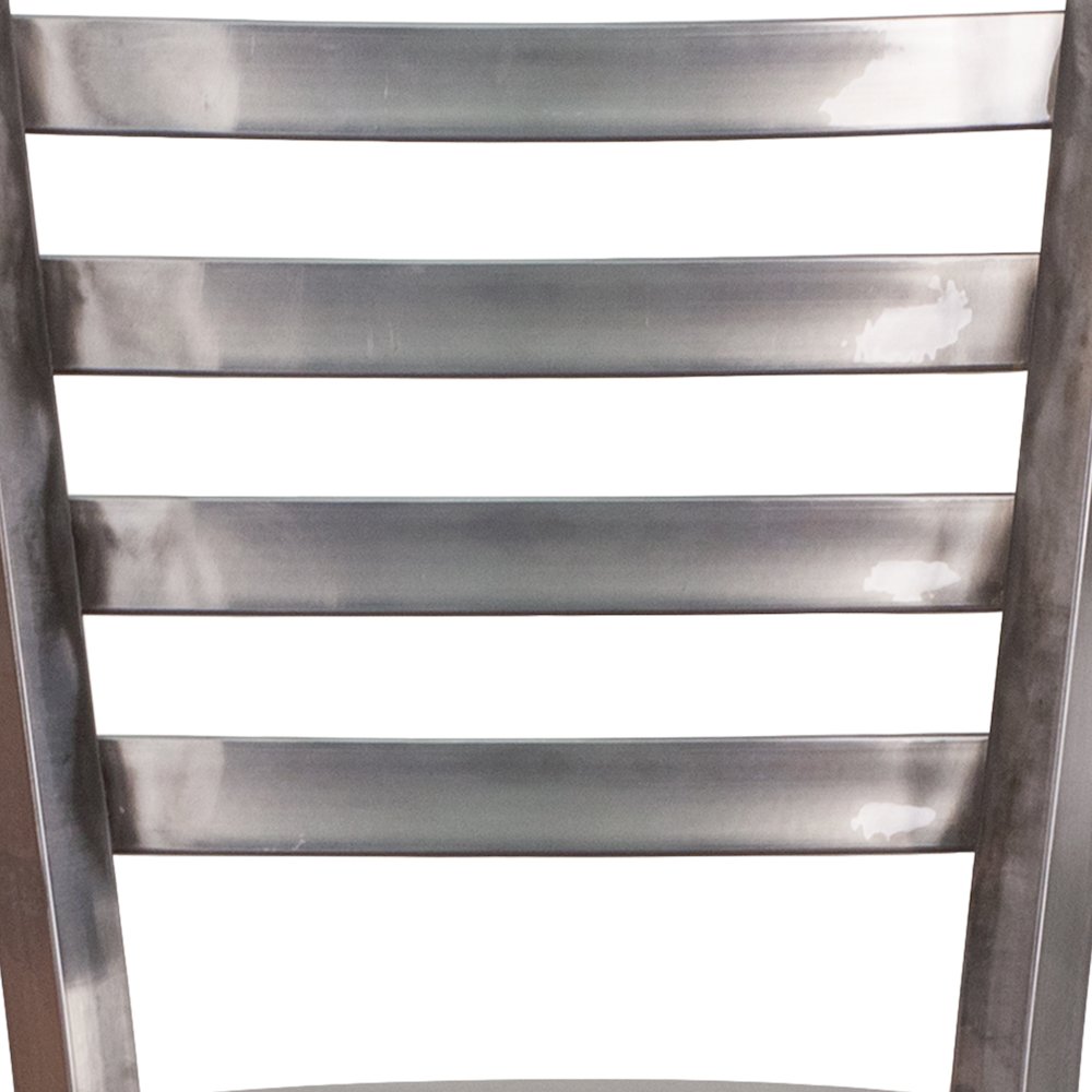 Clear Coated Ladder Back Metal Restaurant Barstool - Walnut Wood Seat