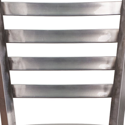 Clear Coated Ladder Back Metal Restaurant Barstool - Walnut Wood Seat