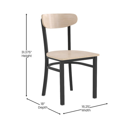 Commercial Grade Dining Chair with Solid Wood Back and Seat Natural Birch Finish Wooden Seat and Back
