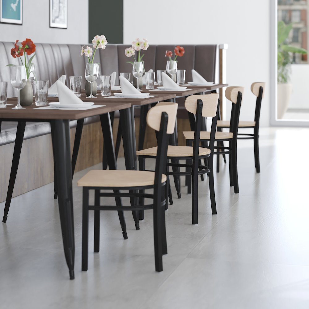 Commercial Grade Dining Chair with Solid Wood Back and Seat Natural Birch Finish Wooden Seat and Back