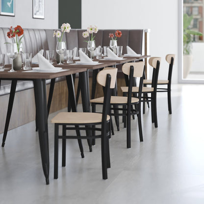 Commercial Grade Dining Chair with Solid Wood Back and Seat Natural Birch Finish Wooden Seat and Back