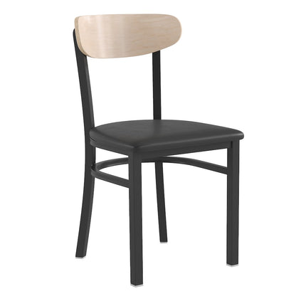 Commercial Dining Chair with Vinyl Upholstered Seat and Wood Boomerang Back