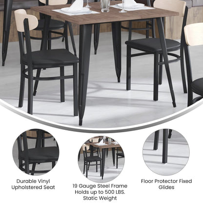 Commercial Dining Chair with Vinyl Upholstered Seat and Wood Boomerang Back