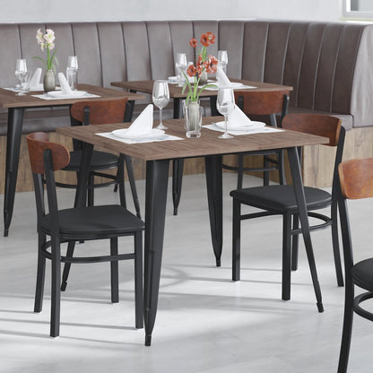 Commercial Dining Chair with Vinyl Upholstered Seat and Wood Boomerang Back