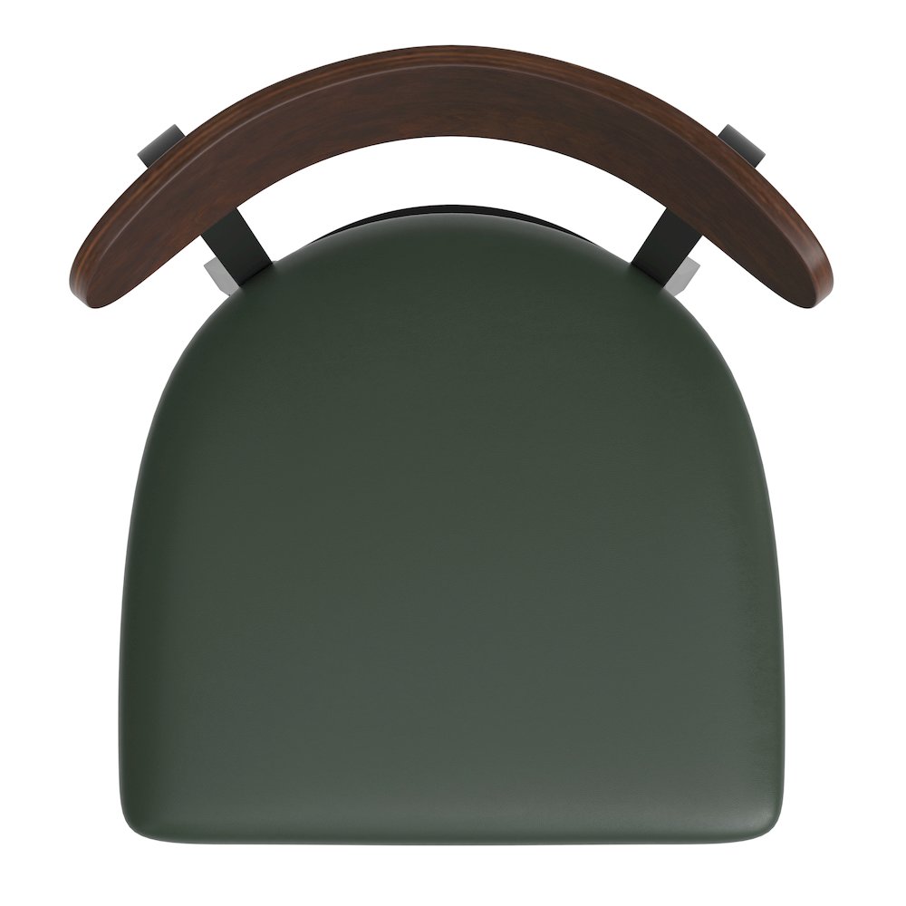 Dining Chair, Wooden Boomerang Back, and Green Vinyl Seat
