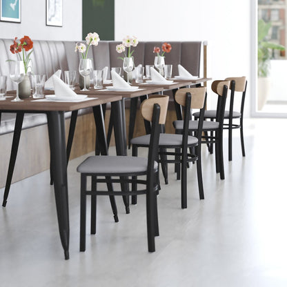 Commercial Dining Chair with Vinyl Upholstered Seat and Wood Boomerang Back
