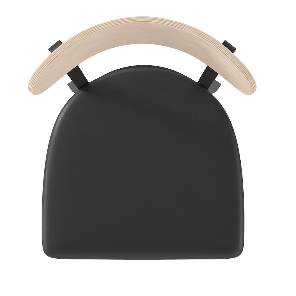 Commercial Bar Stool with Vinyl Upholstered Seat and Wood Boomerang Back