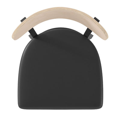 Commercial Bar Stool with Vinyl Upholstered Seat and Wood Boomerang Back
