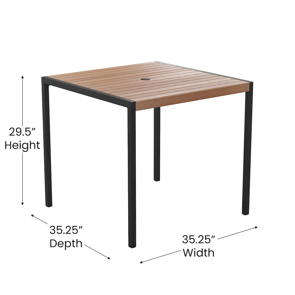 3 Piece Patio Table Set - Poly Slats - 35" Table with 2 Stackable Chairs
