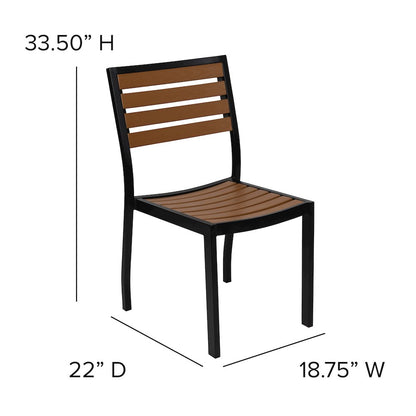 3 Piece Patio Table Set - Poly Slats - 35" Table with 2 Stackable Chairs