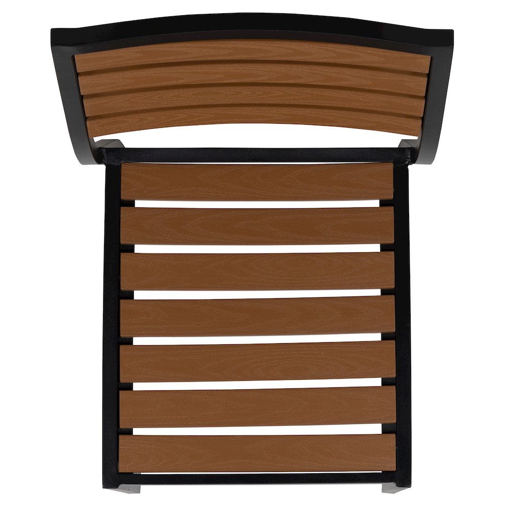 3 Piece Patio Table Set - Poly Slats - 35" Table with 2 Stackable Chairs