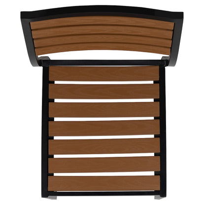 3 Piece Patio Table Set - Poly Slats - 35" Table with 2 Stackable Chairs