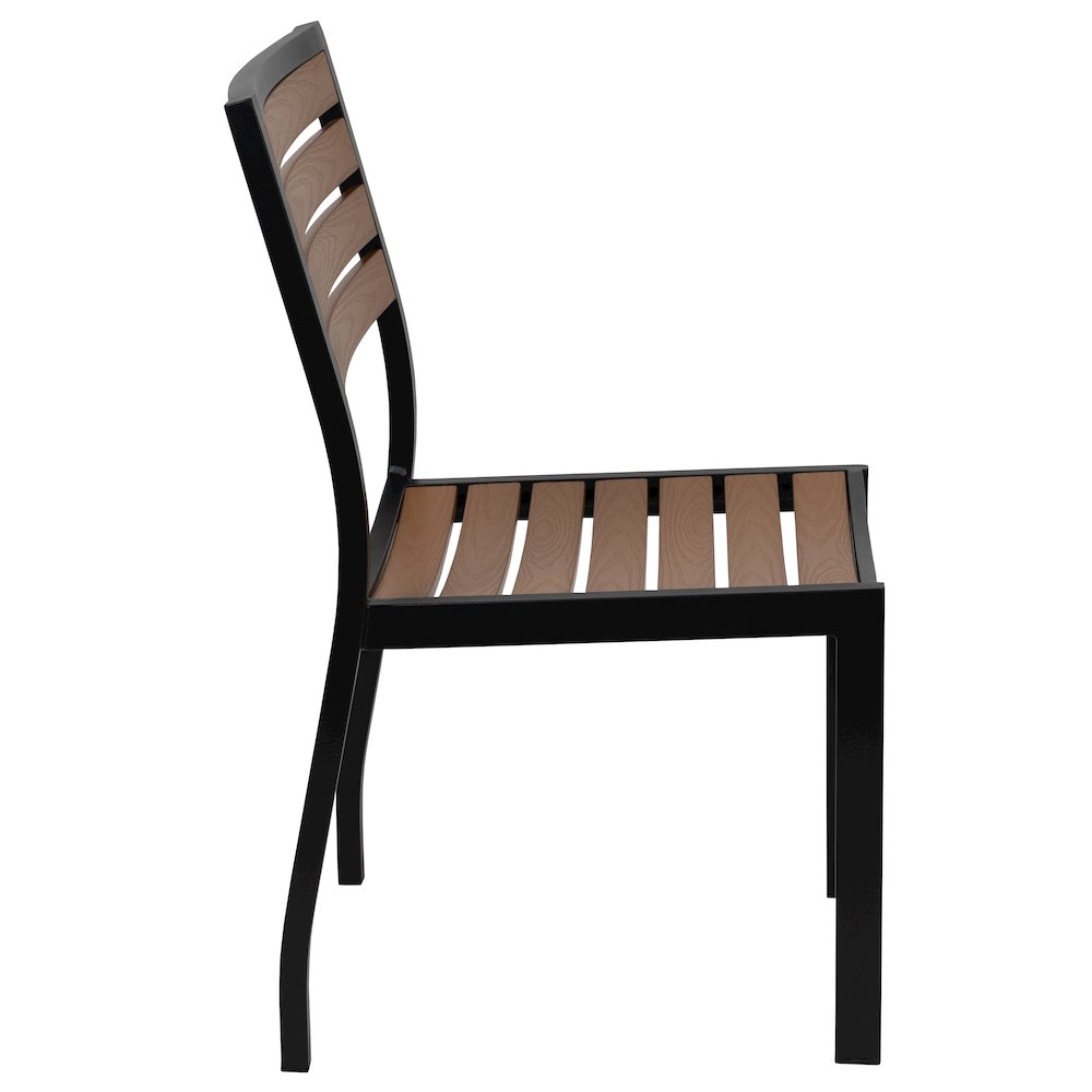 3 Piece Patio Table Set - Poly Slats - 35" Table with 2 Stackable Chairs