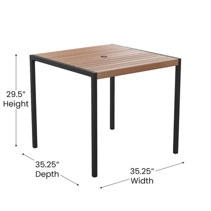 5 Piece Patio Table Set - Poly Slats - 35" Table with 4 Stackable Chairs
