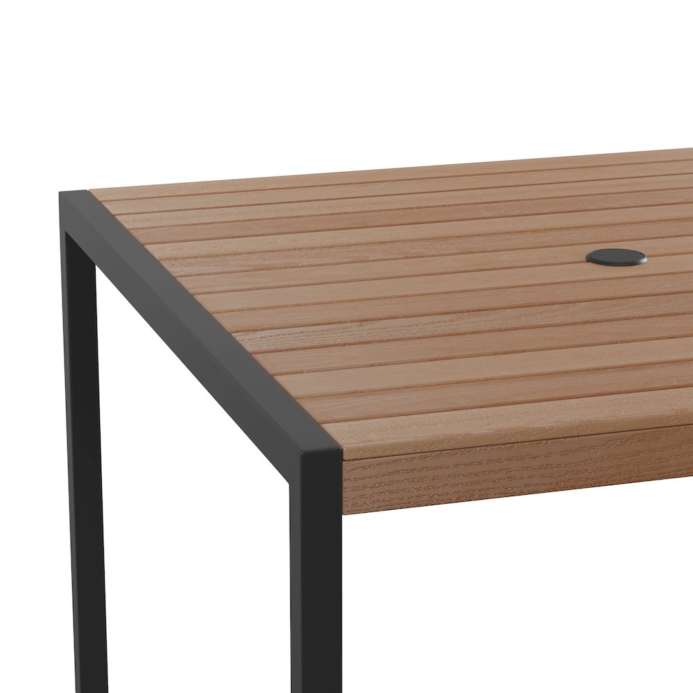 5 Piece Patio Table Set - Poly Slats - 35" Table with 4 Stackable Chairs