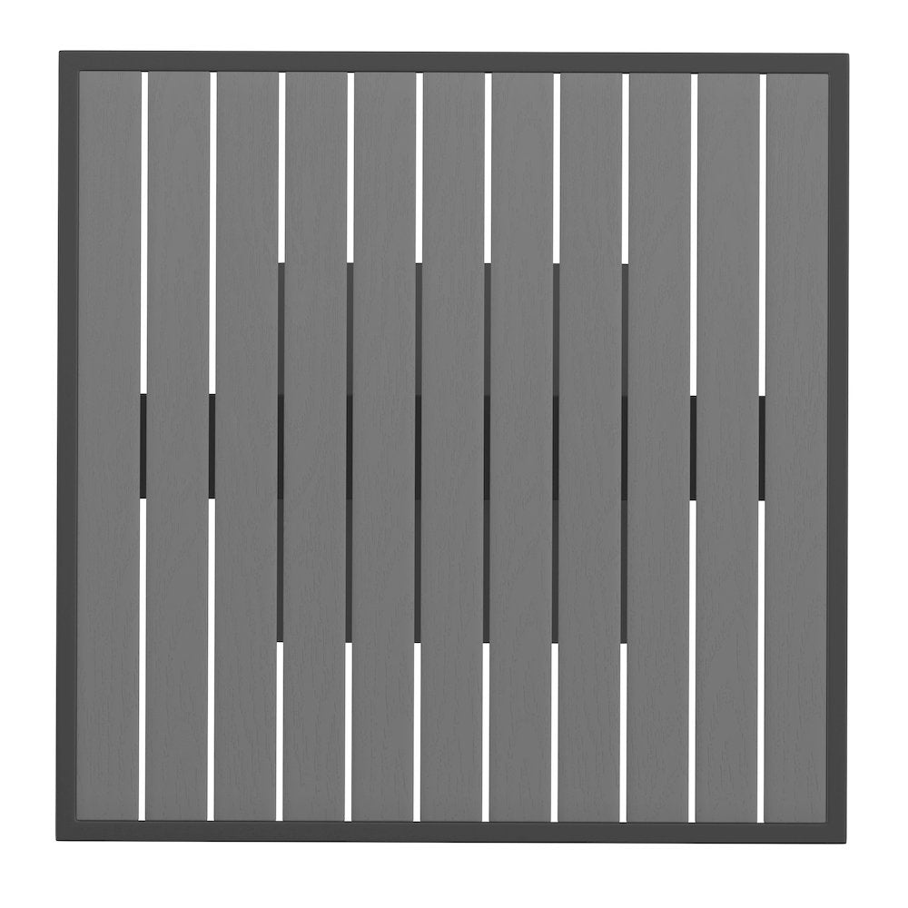 Patio Bistro Dining Table with Faux Gray Wash Teak Poly Slats, 30" Square