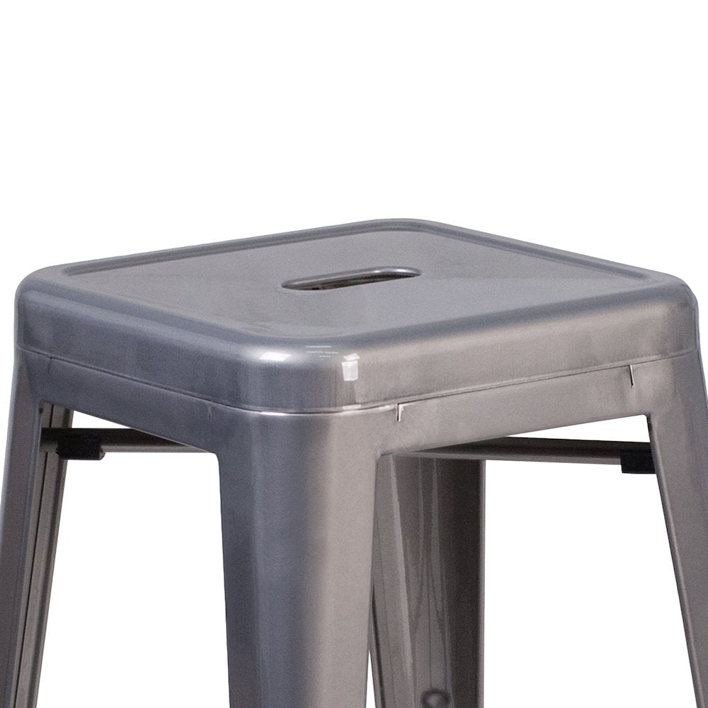 24'' High Backless Clear Coated Metal Indoor Counter Height Stool with Seat