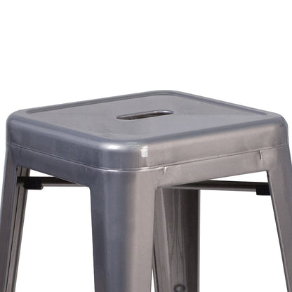 24'' High Backless Clear Coated Metal Indoor Counter Height Stool with Seat