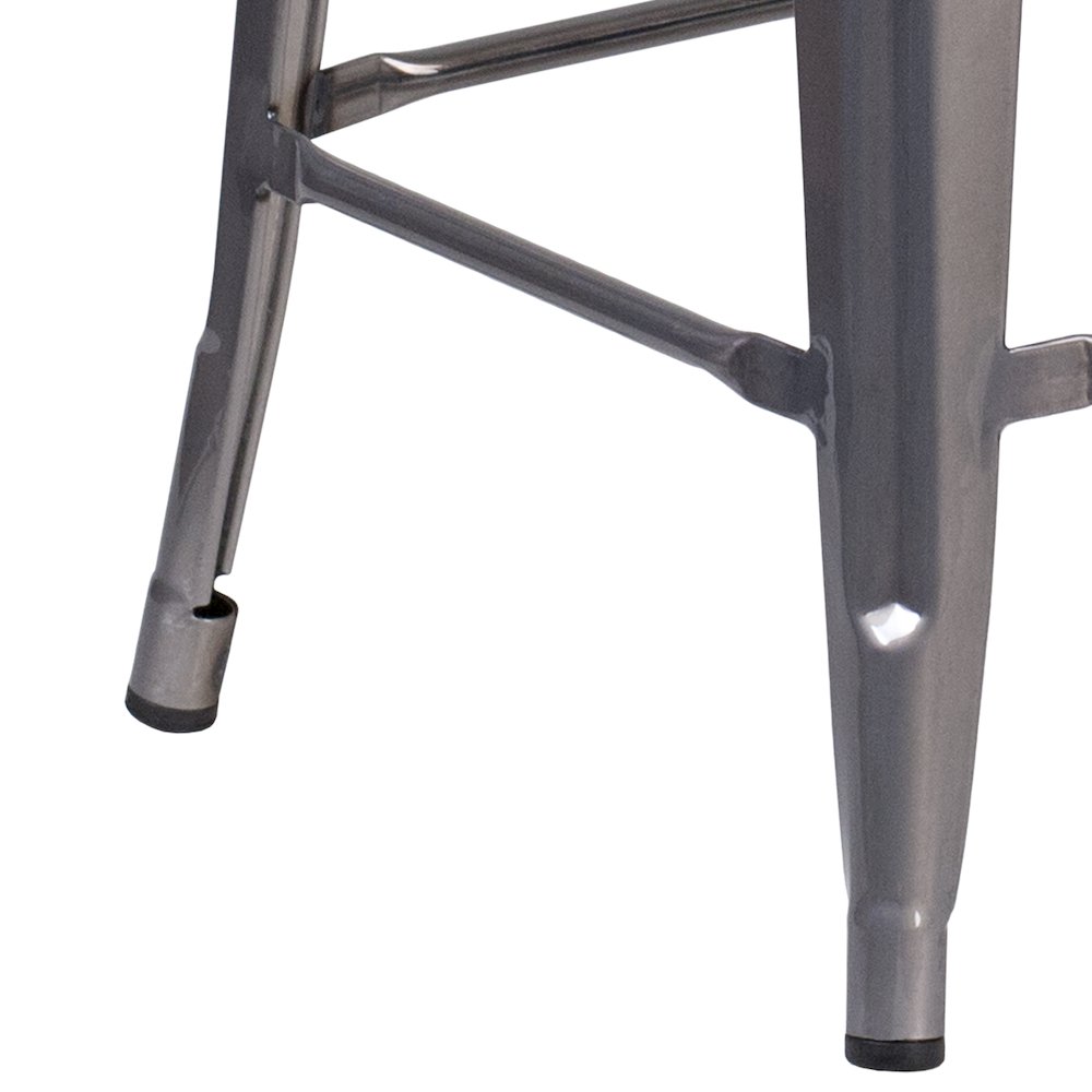 24'' High Backless Clear Coated Metal Indoor Counter Height Stool with Seat