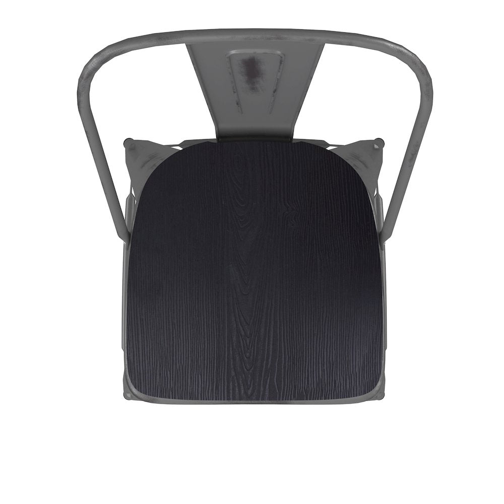 30'' High Clear Coated Indoor Barstool with Back and Black Poly Resin Wood Seat