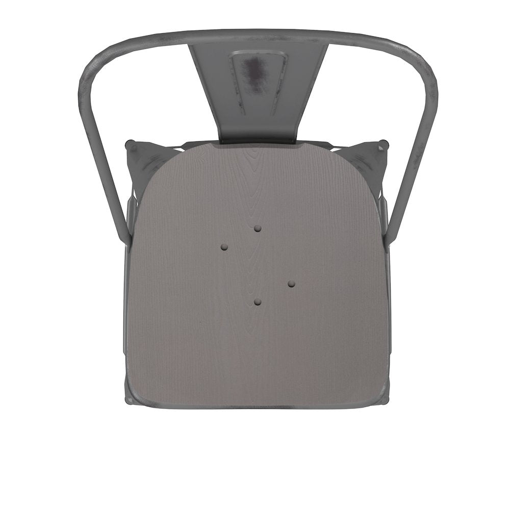 30'' High Clear Coated Indoor Barstool with Back and Gray Poly Resin Wood Seat