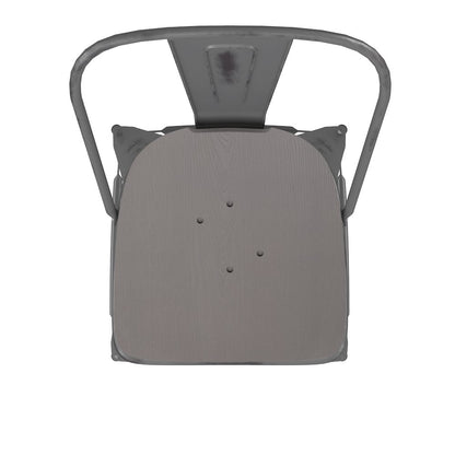 30'' High Clear Coated Indoor Barstool with Back and Gray Poly Resin Wood Seat