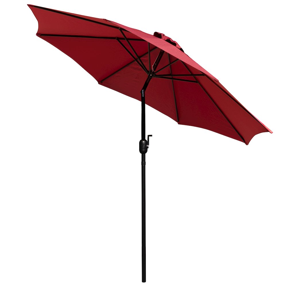 3 Piece Patio Table Set - 30" x 48" Patio Table with Red Umbrella and Base