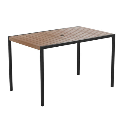 3 Piece Patio Table Set - 30" x 48" Patio Table with Red Umbrella and Base
