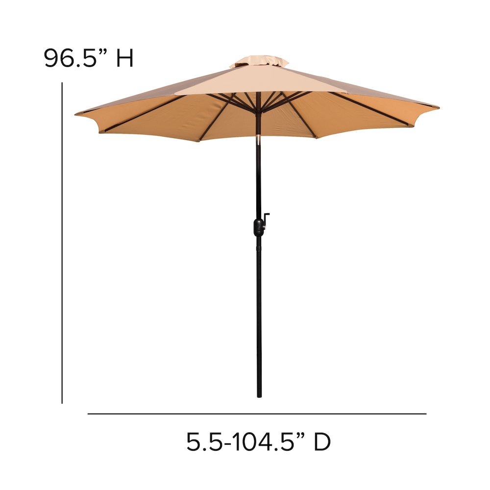 3 Piece Patio Table Set - 30" x 48" Patio Table with Tan Umbrella and Base